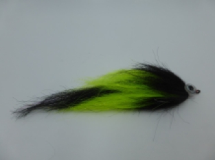 Size 3/0 A&M Pike Streamer Fluo Green/Black Flash